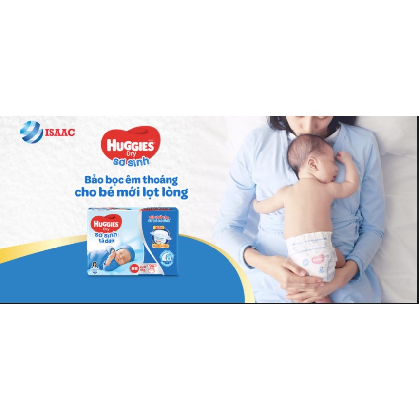 Tã dán sơ sinh Hucgies NB 70(&lt;5kg) có cộng 6 miếng loại tràm trà
