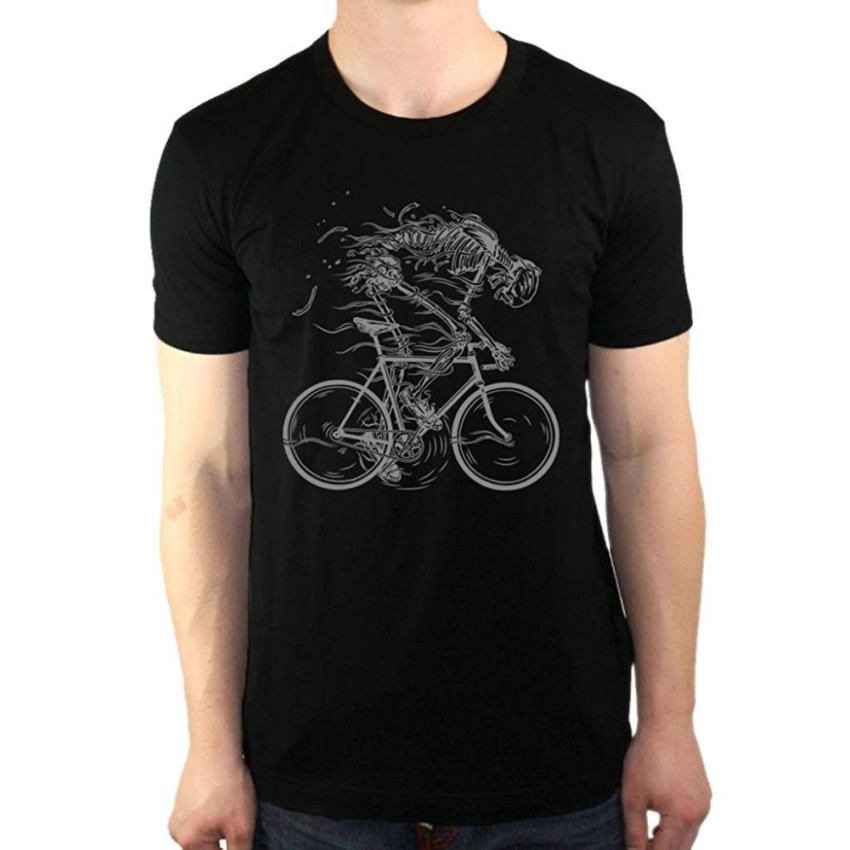 Hip Hop Skeleton Cycling Bicycle Ghost Bone Bike Fixie Black Men'S Short T Shirts Plus Size Classic Sportwear Father'S Day Birthday Cool Gift