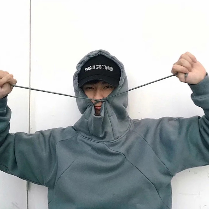 Áo Hoodie Dài Tay Cổ Cao Với Thiết Kế Trơn Màu Xinh Xắn
