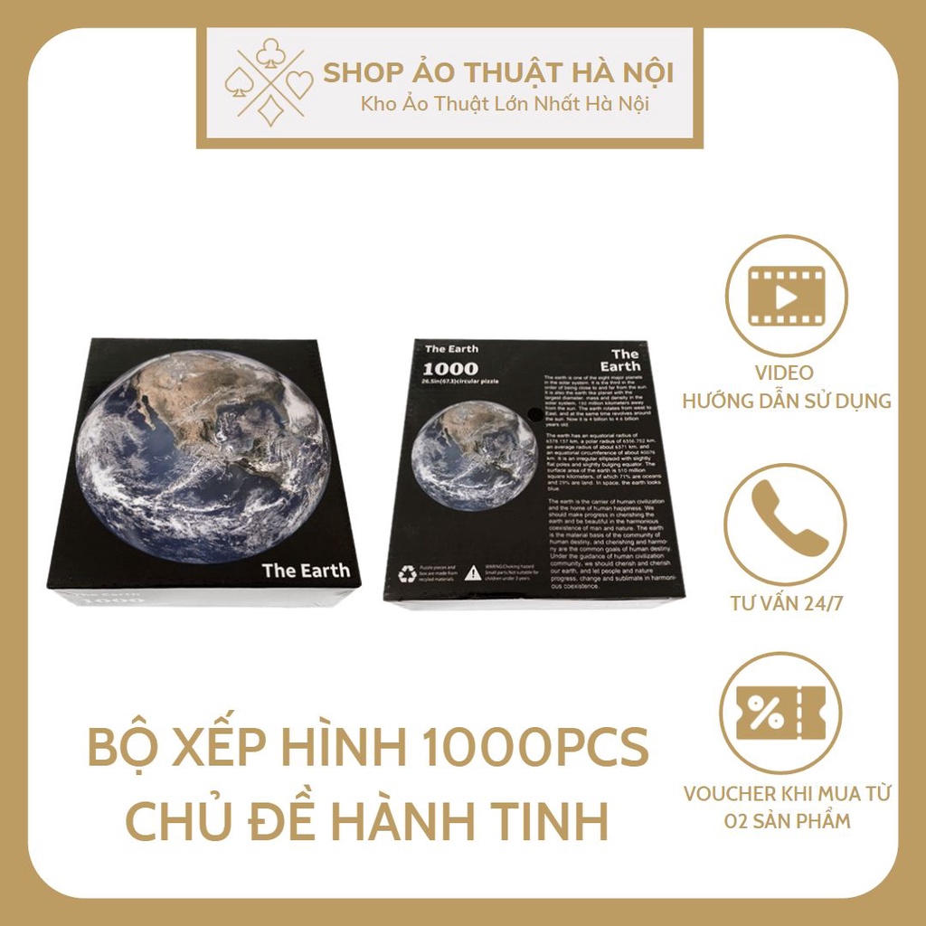 Bộ Tranh Ghép Xếp Hình Jigsaw Puzzle 1000 Mảnh Hình Tròn Chủ Đề Hành Tinh Trái Đất Mặt Trăng Giá Rẻ Độc Lạ Đường Kính 70
