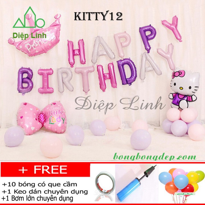 Sét Phụ Kiện Trang Trí Sinh Nhật Hello Kitty