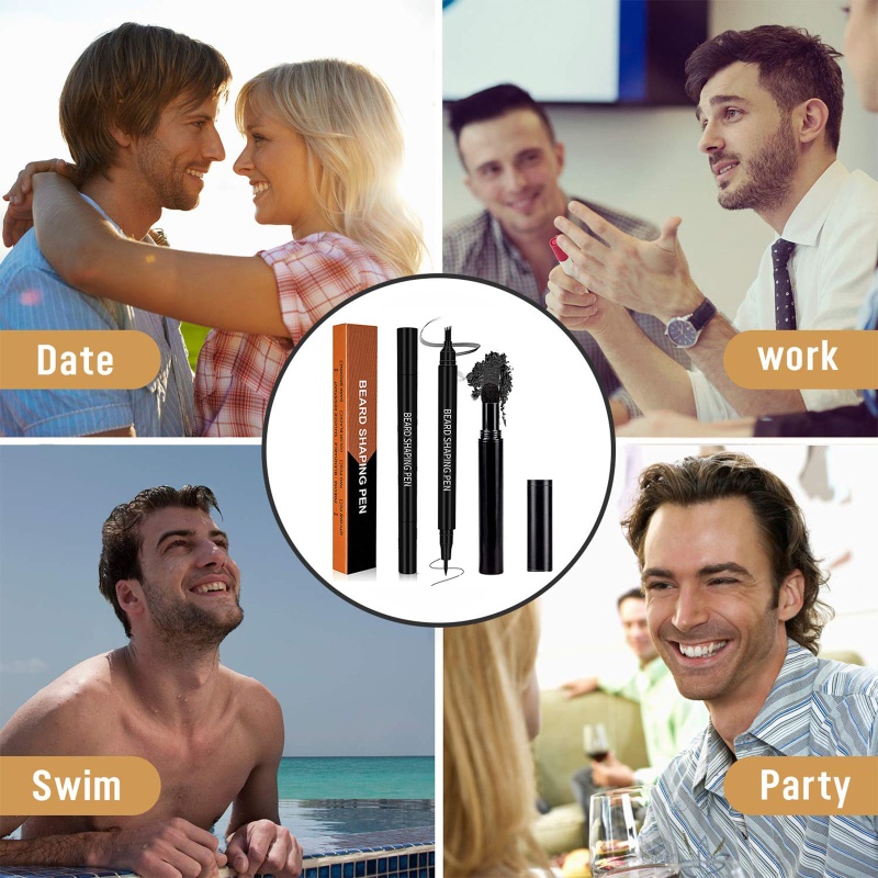 Set 3 Bút Kẻ Râu Đầu 4 Râu Chống Nước Lâu Trôi Tự Nhiên Cho Nam