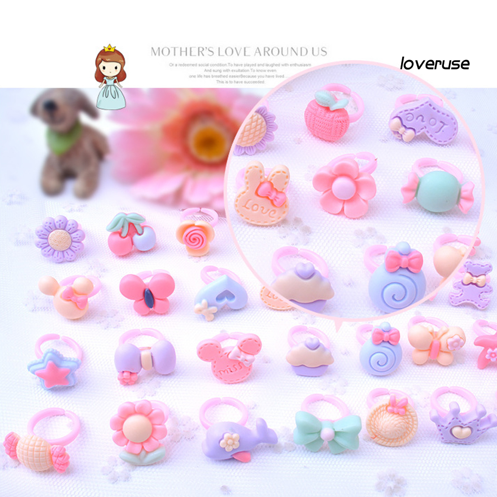 Set 36 nhẫn nhựa hình bông hoa cho bé gái