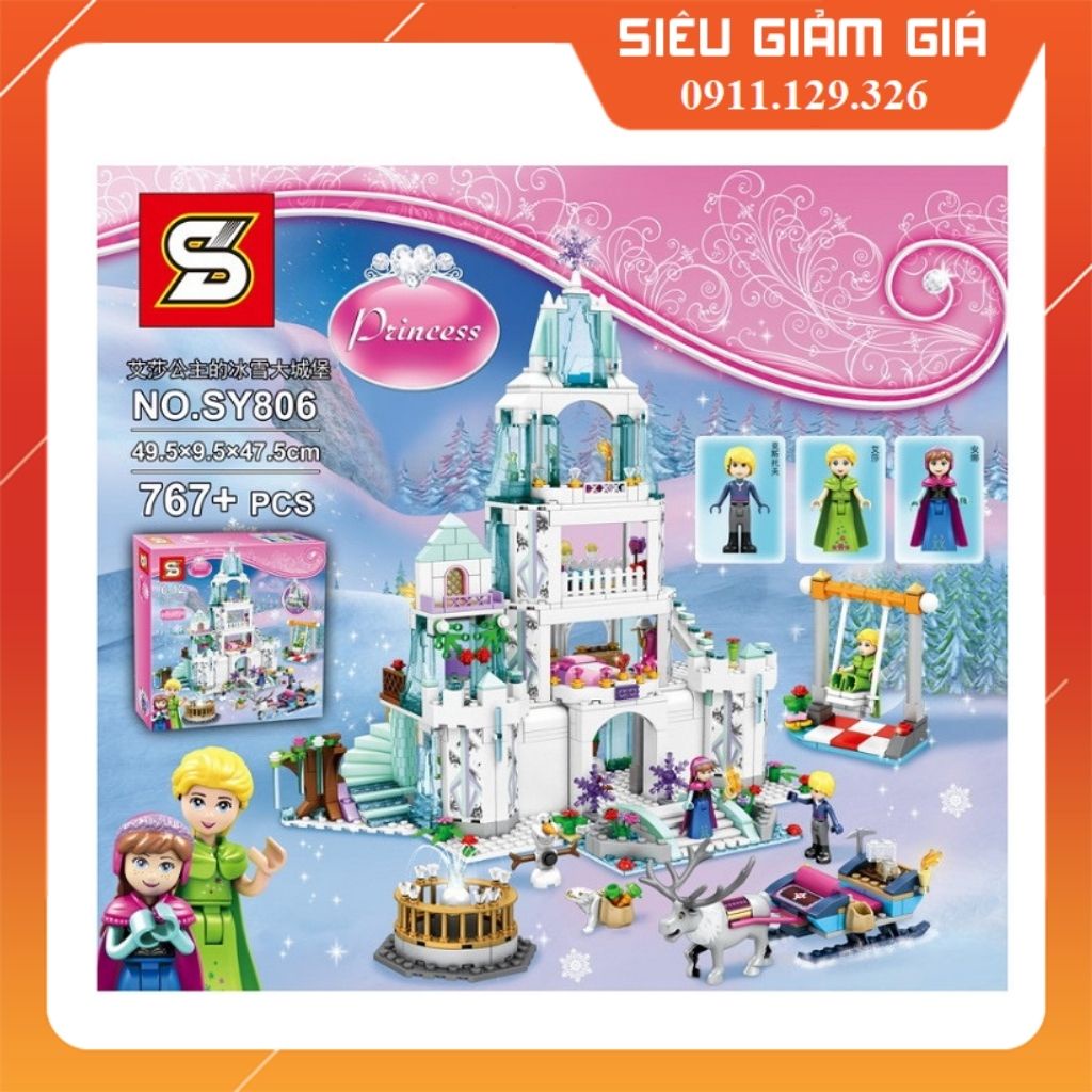 Lắp Ráp Xếp Hình Friends Mô Hình Lâu Đài Băng Giá Frozen Công Chúa Elsa Anna 676 Khối SY 806 - Đồ Chơi Trẻ Em