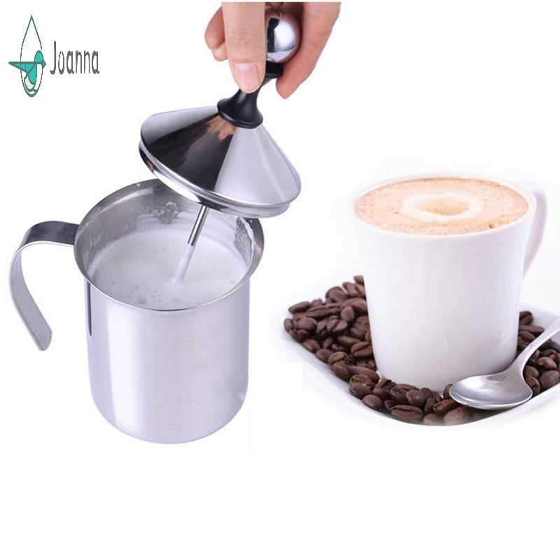 (Hàng Mới Về) Dụng Cụ Bơm Tạo Bọt Sữa Làm Bằng Tay Chất Liệu Thép Không Gỉ Cho Cappuccino 400cc / 800cc