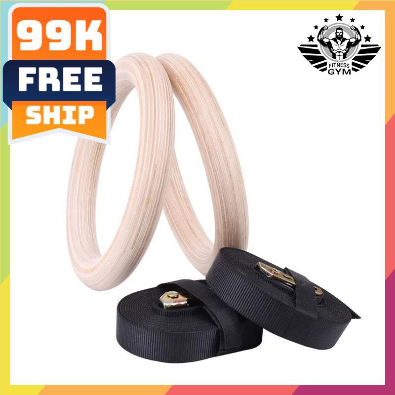 FREESHIP🎁 Vòng xà Gymnastic Rings ⚡giá rẻ⚡ Vòng xà treo Ring Dip gỗ Bạch Dương | hn & tphcm