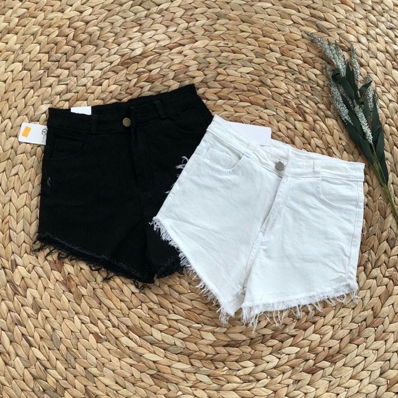 Quần short nữ ❤️quần đùi nữ❤️ chất kaki jean co dãn lưng cao về hai màu trắng đen | BigBuy360 - bigbuy360.vn