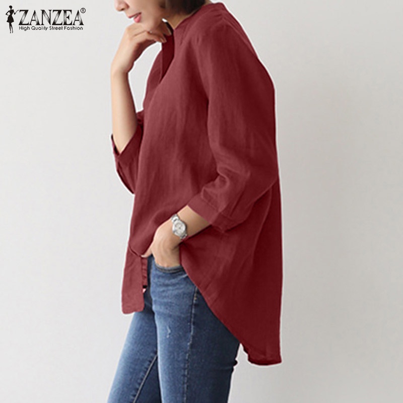 Áo Sơ Mi Tay Lửng 3 / 4 Thời Trang Nữ ZANZEA