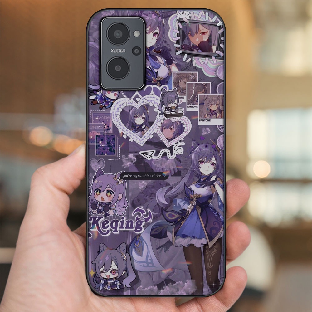 Ốp lưng Realme 9i viền đen in hình Keqing Genshin Impact
