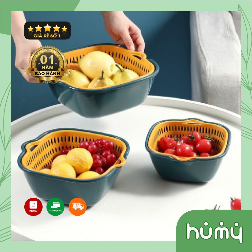 Rổ nhựa chữ nhật kèm chậu Set rổ 6 món