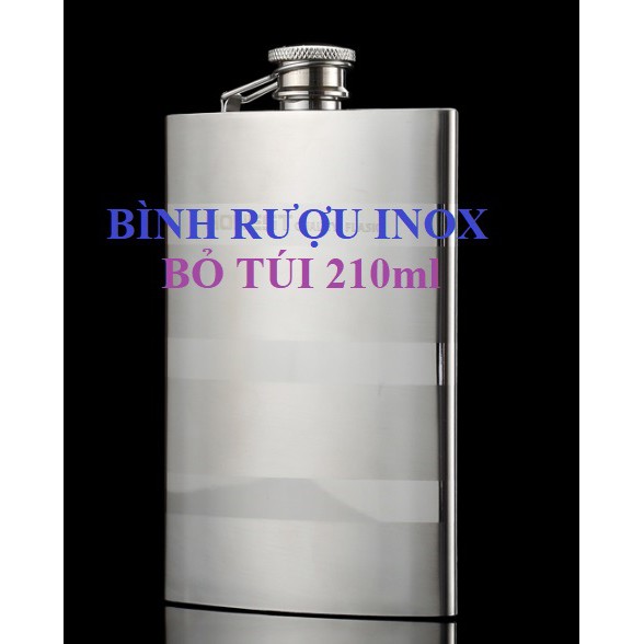 Bình bi đông inox đựng rượu bỏ túi 7oz, kiểu dáng vát cạnh phá cách độc lạ, dung tích 210ml