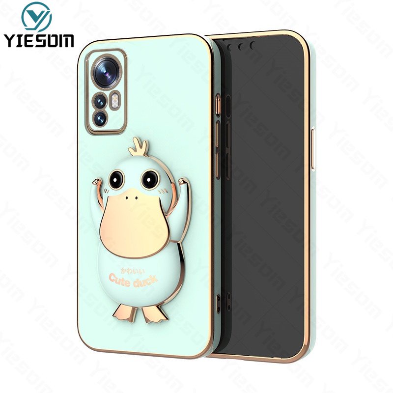 Ốp Điện Thoại Silicon Mềm Chống Sốc Có Giá Đỡ Hình Chú Vịt Dễ Thương Cho Xiaomi 12 11T 10T 12T Pro Mi 11 12 Lite 5G