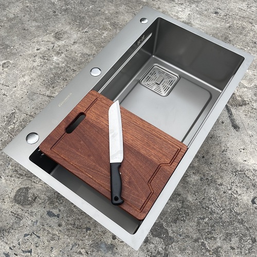 Chậu rửa bát 1 hố cỡ lớn Kích thước 78x48 cm công nghệ mạ điện cao cấp chống xước, chống ồn dễ vệ sinh