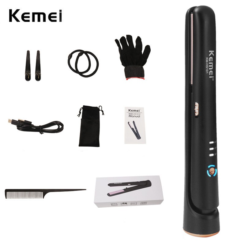 Máy tạo kiểu tóc Kemei không dây cổng sạc USB sử dụng Pin Li-on 5600 mAh làm nóng nhanh chóng dễ mang theo khi du lịch