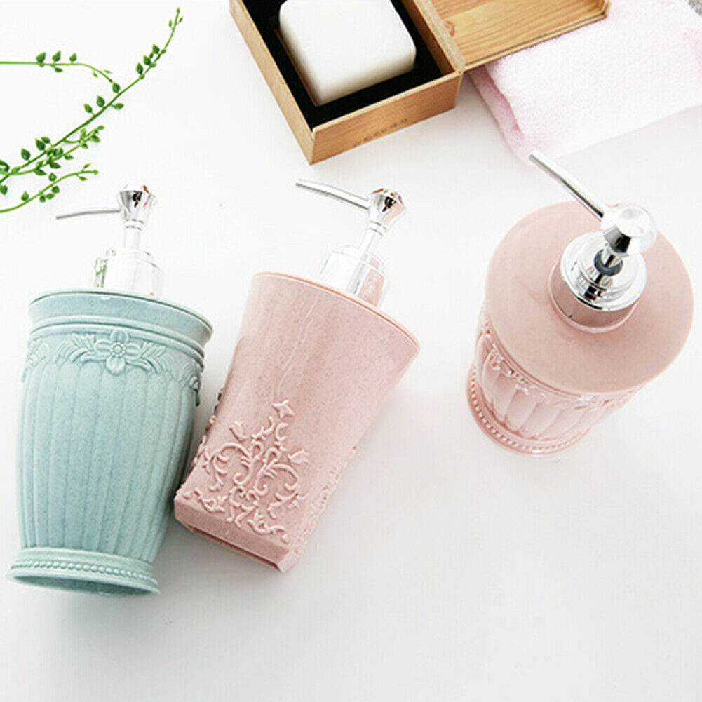 400ml 3D Carved Flower Pattern Shampoo Shower Gel Lotion Empty Bottle / Liquid Dispenser Press Bottle Lotion Storage Container / Lotion Bottle with Pump / Shampoo Soap Shower Container