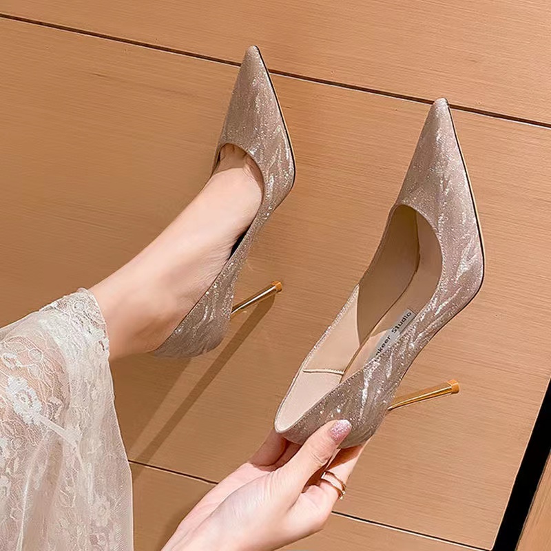 Giày cao gót cao 5-8cm kiểu Pháp thanh lịch cho cô dâu