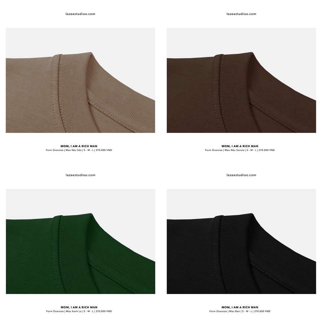 Áo thun - RICH MAN | LAZEE STUDIOO | Nâu Sữa - Nâu Socola - Xanh Lá - Đen | Form Oversize