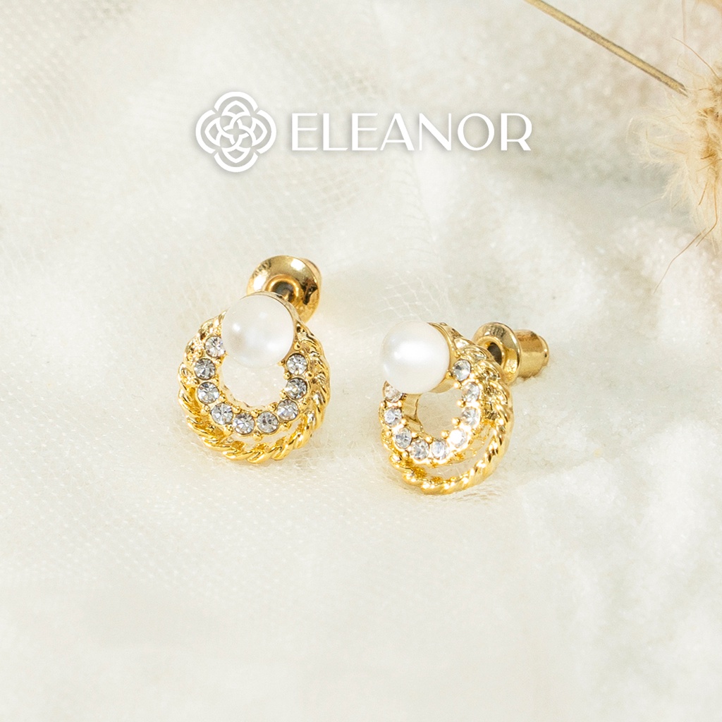 Bông tai nữ chuôi bạc 925 Eleanor Accessories hình hoa đính đá basic phụ kiện trang sức 5817
