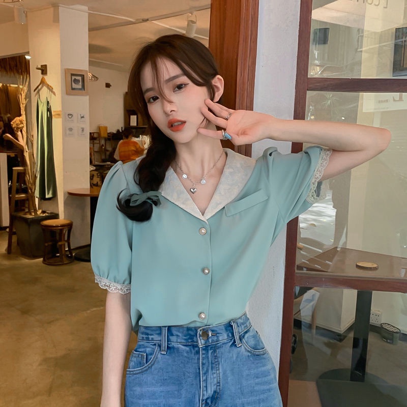 Áo Kiểu Ngắn Phong Cách Pháp Thiết Kế Mới Thời Trang Mùa Hè Dành Cho Nữ 2022