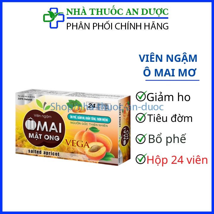 Viêm ngậm bổ phế Ô mai mơ mật ong giảm đau rát họng, giảm ho và đờm – Hộp 24 viên