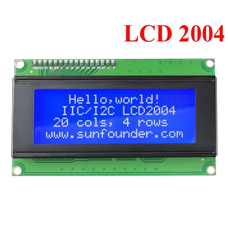 Màn hình Text LCD 2004 Xanh dương hiển thị 4 dòng với mỗi dòng 20 ký tự, màn hình có độ bền cao có code mẫu