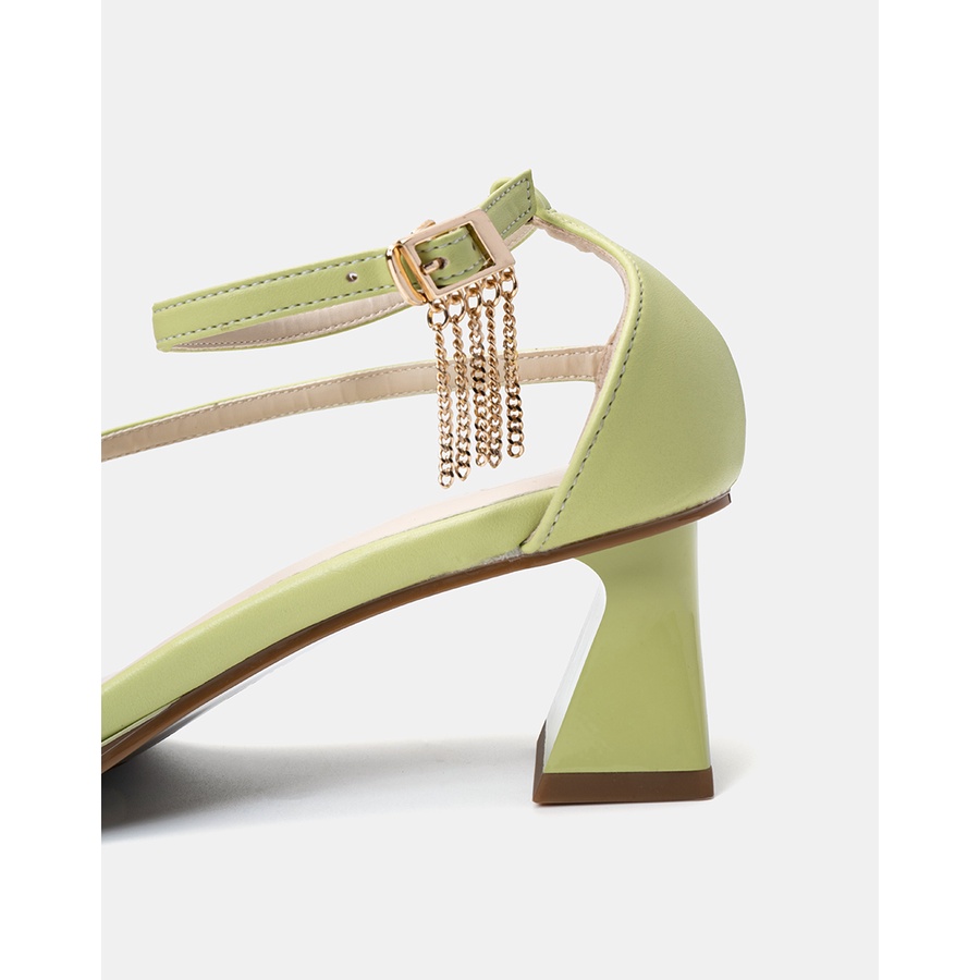 Giày Sandal Nữ 5cm JUNO Mũi Vuông Đính Khóa Dingle Dangle SD05080