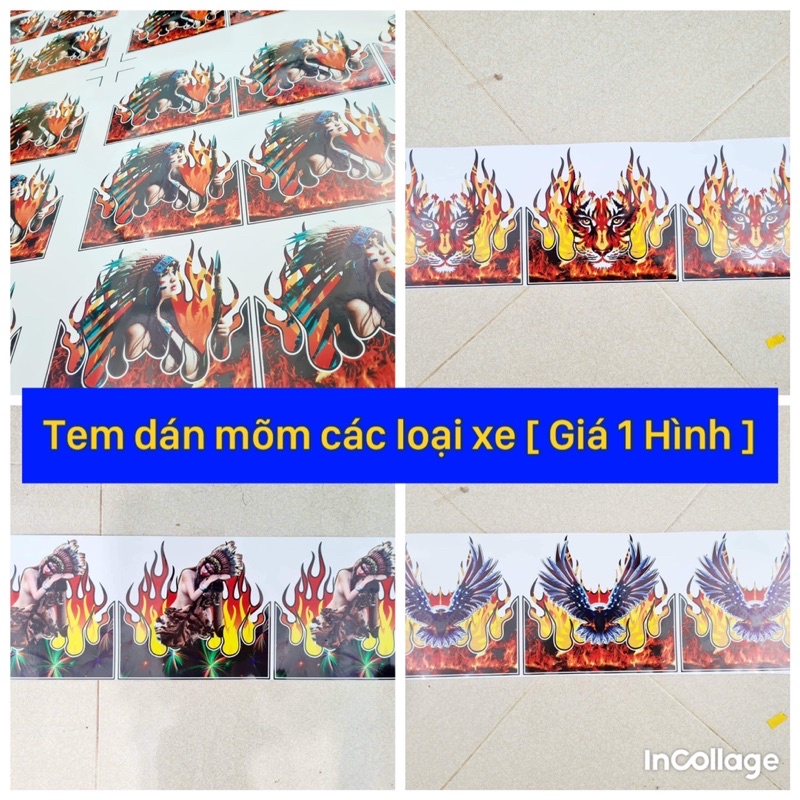 Tem Decal Dán Trang Trí Dè Dán Mõm Các Loại Xe Mẫu 3D Cực Chất