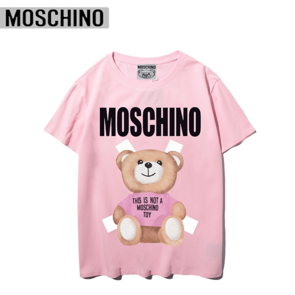 Áo thun tay ngắn cổ tròn in hình gấu Moschino