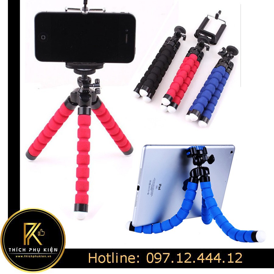 Chân đế/tripod di động để bàn chân bạch tuộc uốn cong cho điện thoại, máy ảnh.