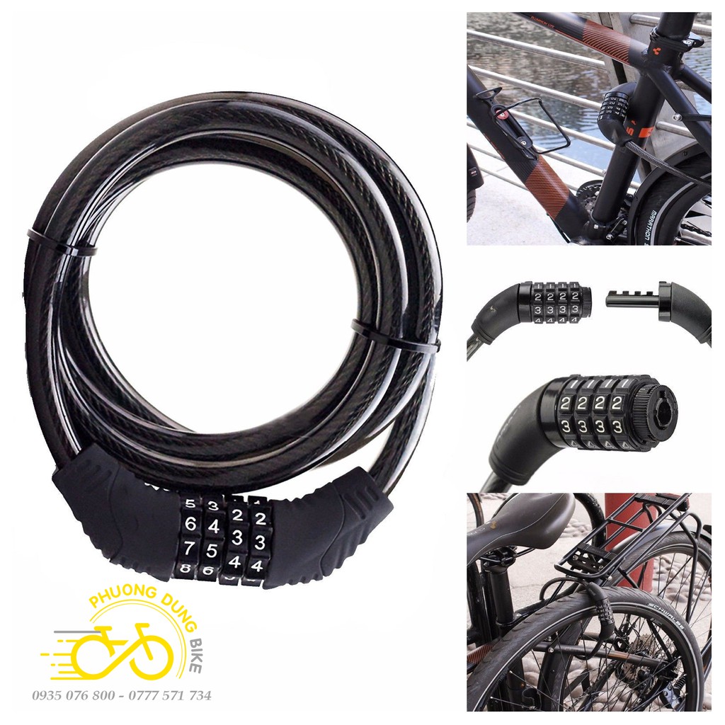 Dây khóa 4 số đổi mã xe đạp Bicycle Lock