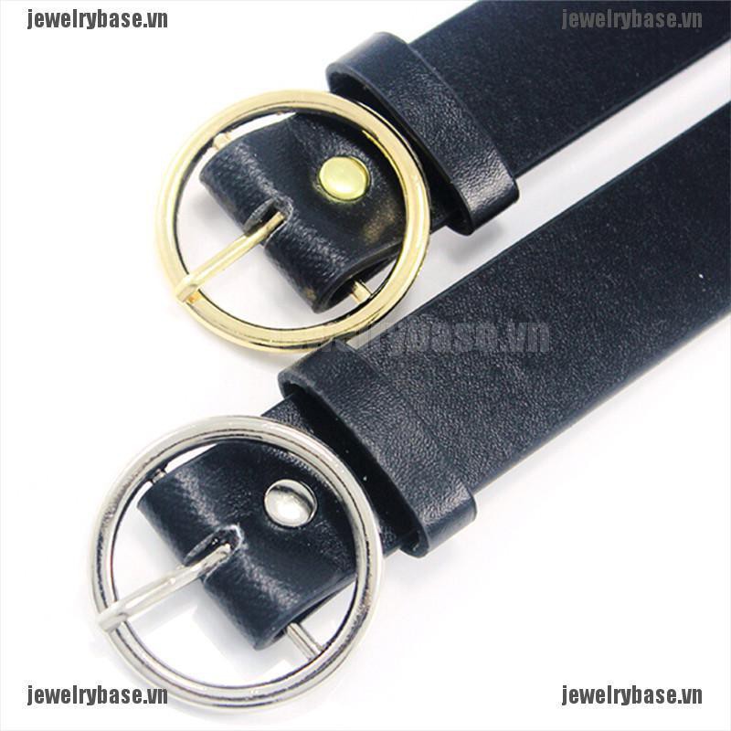 [Base] Fashion Women Girls Belts Leather Round Metal Pin Buckle Waist Belt Waistband [VN]