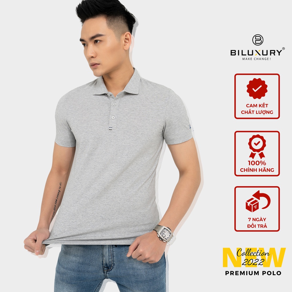 Áo polo nam cổ bẻ Biman by Biluxury cao cấp co giãn 4 chiều chuẩn form bodyfit lịch lãm 5APCB001GHS