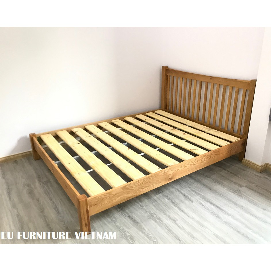 Giường nan dọc gỗ sồi Mỹ 1m8x2m