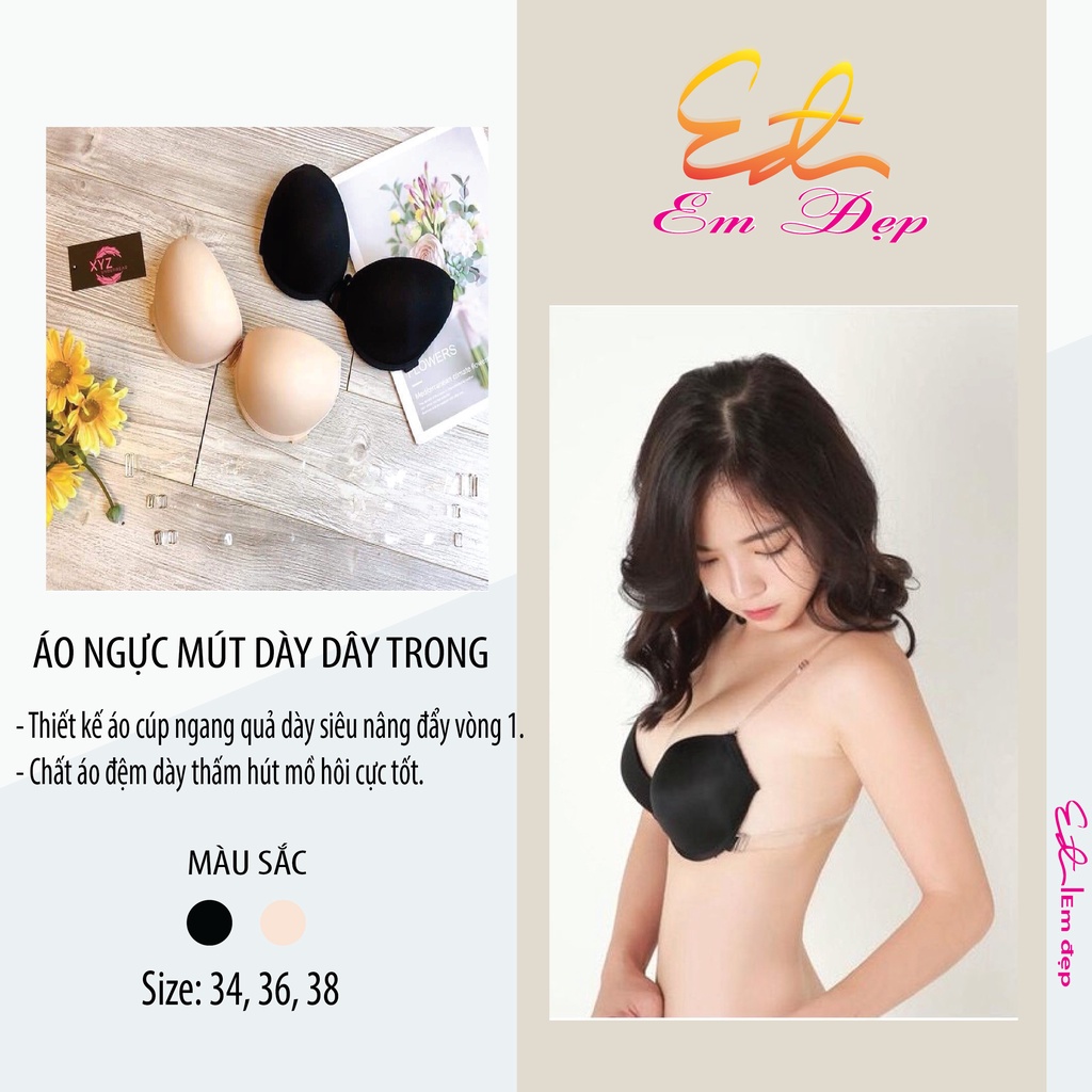 ưÁo Ngực Mút Dầy Dây Trong Dành Cho Đầm Hở Lưng - Hàng Chuẩn Loại 1 Chống Tuột Cúp Ngang [Em Đẹp]