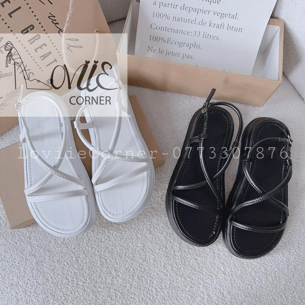 SANDAL XUỒNG LOVIIECORNER - GIÀY ĐẾ BẰNG PHONG CÁCH THỜI TRANG QUAI NGANG CHÉO MẢNH HIỆN ĐẠI - S230515