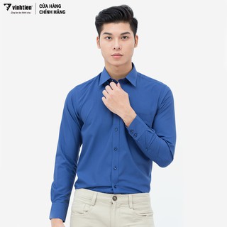 Áo sơ mi màu dài tay slimfit 320 Vĩnh Tiến CL5047-26 xanh navy