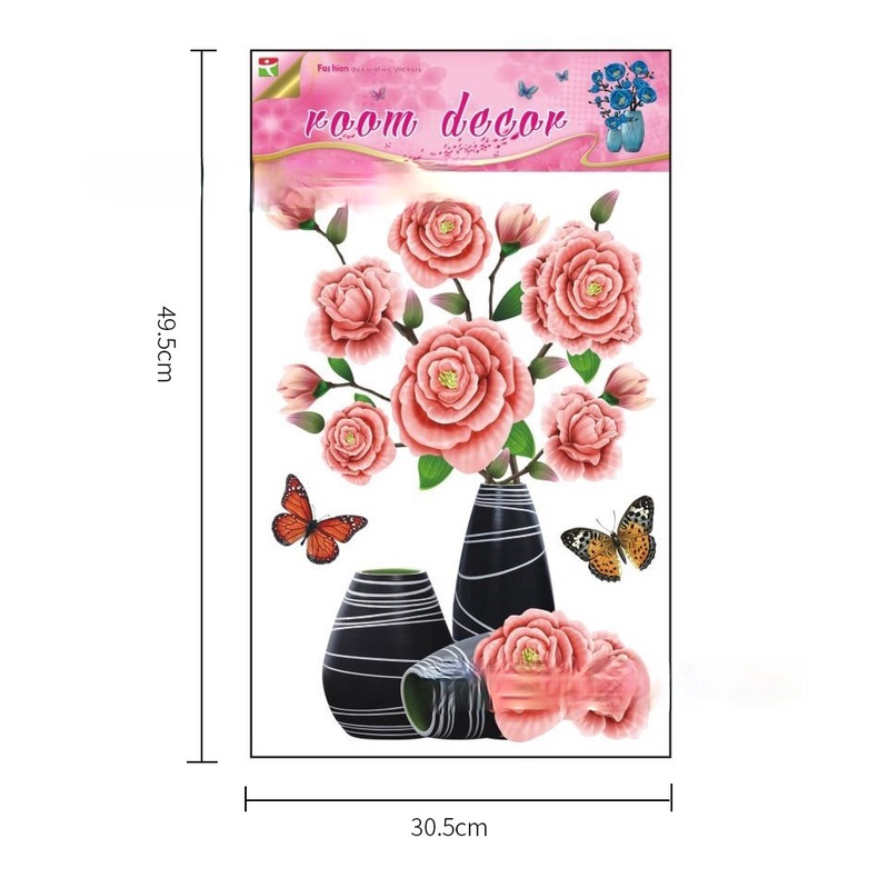 Nhãn Dán Tường 3D Ba Chiều Hình Lọ Hoa 12 Phong Cách Chống Nước Trang Trí Phòng Ngủ
