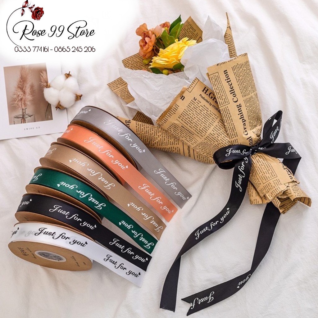 Ruy băng lụa chữ 2,5 cm , ruy băng vải cao cấp Loại 1 dày dặn giá rẻ