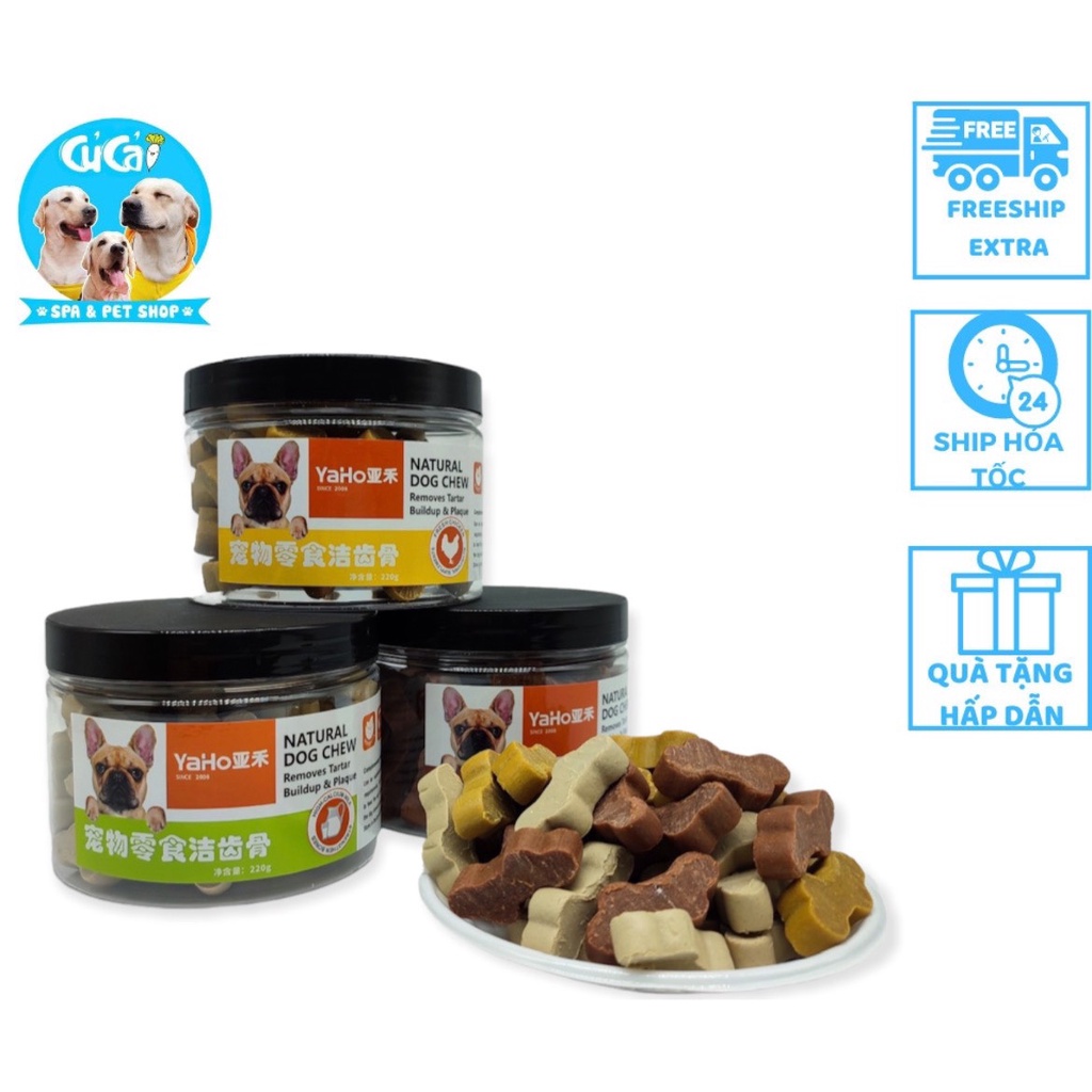 Xương gặm cho chó Yaho 220g giúp cún bổ sung canxi, xương gặm sạch răng cho chó con và chó lớn - Củ Cải Pet Shop