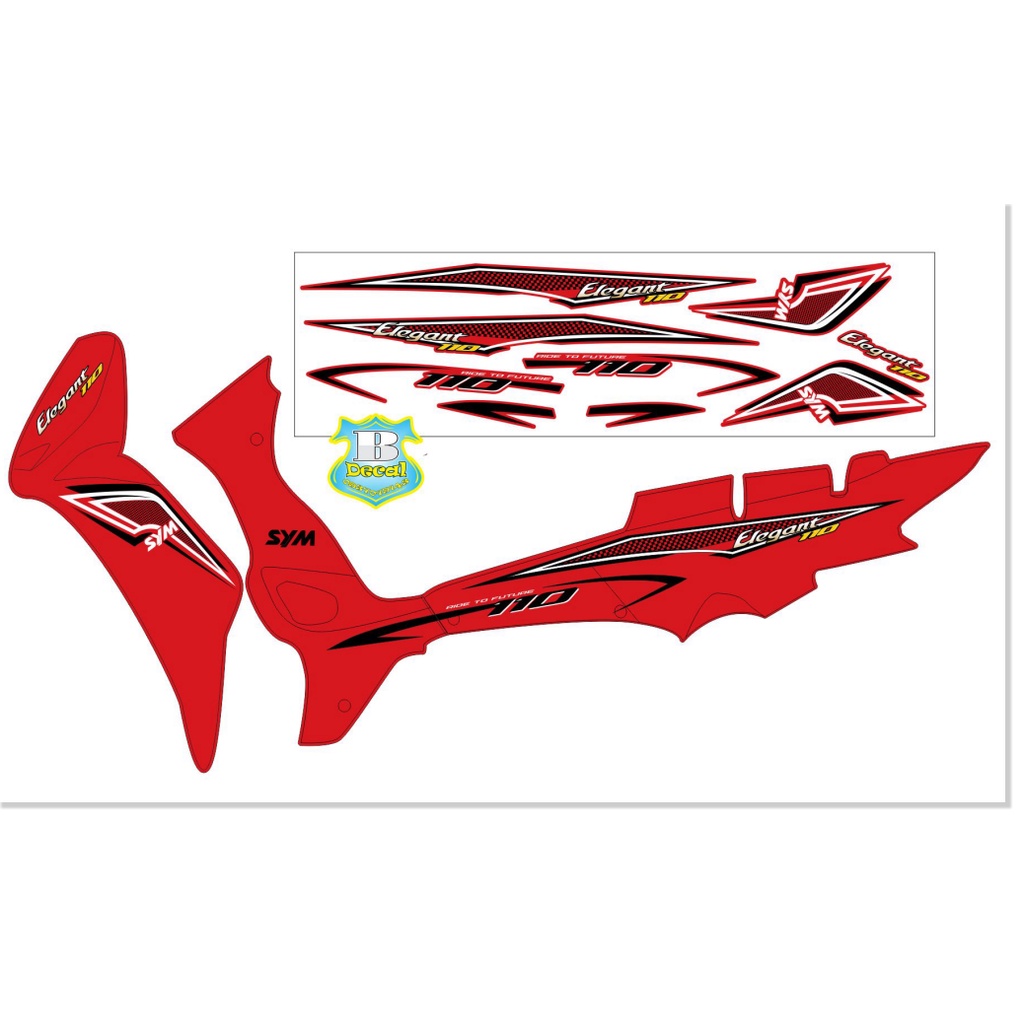 ( Quí khách vui lòng mang ra tiệm cho thợ dán ) Tem elegant 110 đỏ