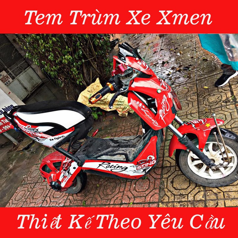 Tem trùm xe điện Xmen đỏ trắng - Tem trùm dán xe điện Xmen đỏ trắng - Độ team trùm dán xe máy điện Xmen rẻ đẹp chất