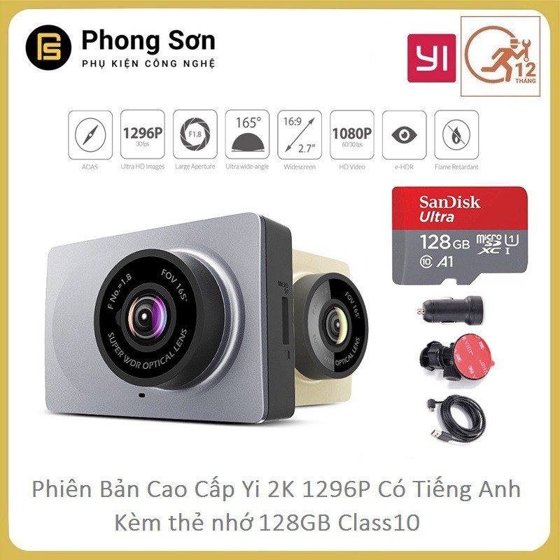 Camera hành trình Xiaomi YI Car Smart Dashcam 1296p - phiên bản tiếng Anh (Tằng kèm thẻ 128GB) | BigBuy360 - bigbuy360.vn