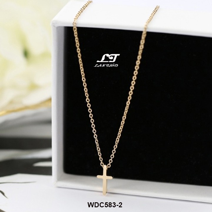 Dây chuyền titan thánh giá may mắn (vàng) WDC583-2