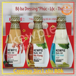 Combo 3 chai nước xốt kewpie thousand - mè rang - phô mai 210ml date tháng 10/2021