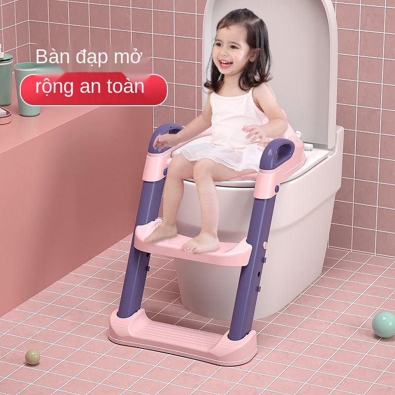 Toilet toilet trẻ em, ghế thang nam, toilet trẻ em kiểu cầu thang nữ có thể gập lại, nắp bồn cầu, đệm lót ghế cho bé