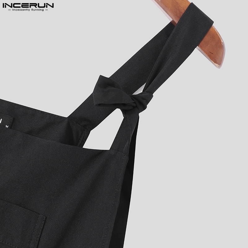 Bộ áo liền quần INCERUN hai dây màu trơn 3 màu thời trang dành cho nam
