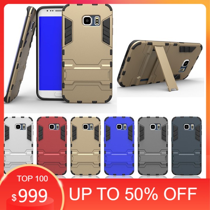 Ốp lưng Samsung Galaxy S6 Edge chống sốc Iron man có chân dựng máy