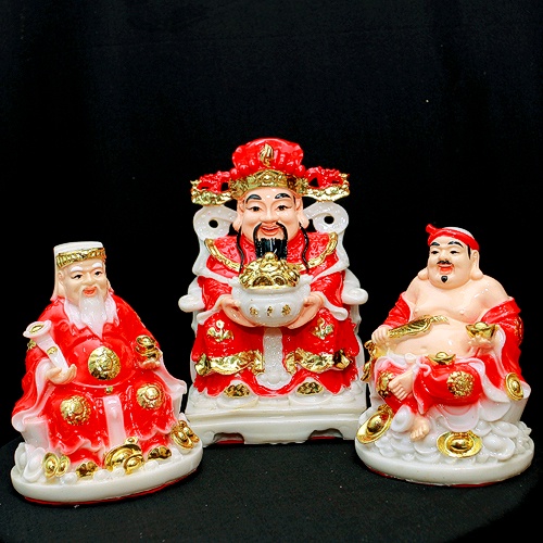 BỘ 3 ÔNG ÁO ĐỎ THẦN TÀI + THỔ ĐỊA + THẦN TIỀN