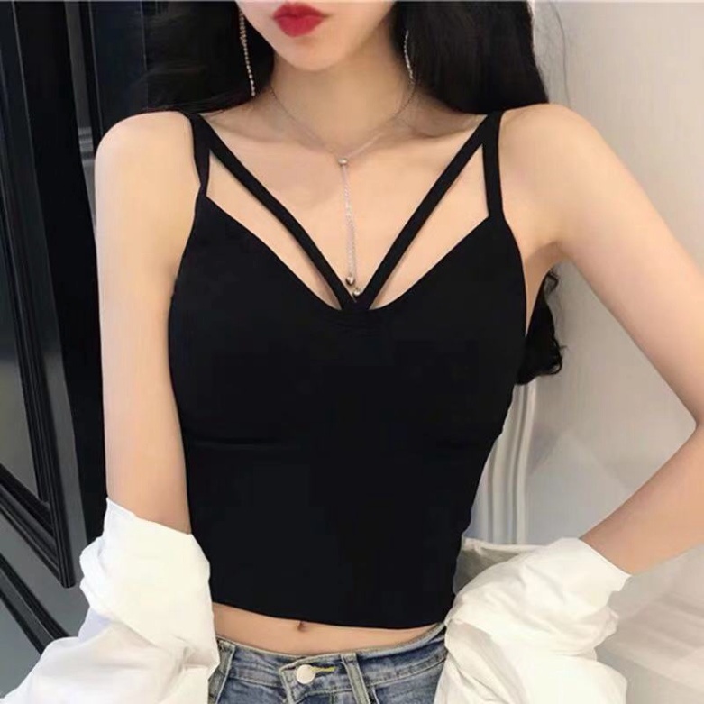 Áo croptop Bra 2 dây đan chéo lưng sexy Tập Gym Thể Thao Co Giãn Thoải Mái Vận Động LUHAZO DK4T402