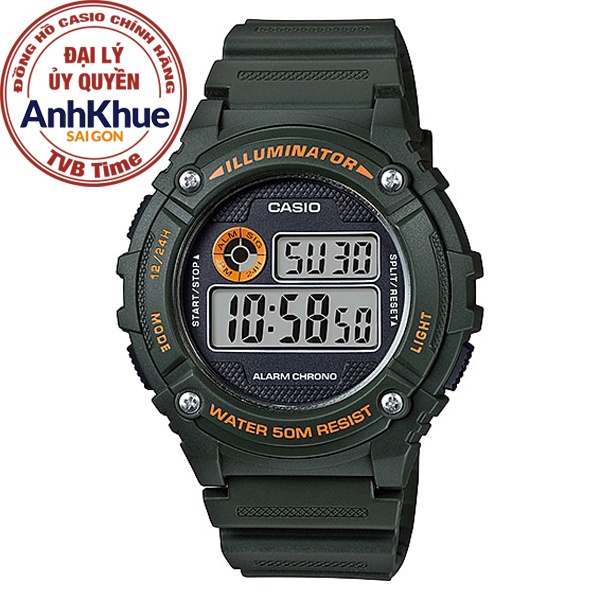 Đồng hồ nam dây nhựa Casio chính hãng Anh Khuê W-216H-3BVDF (43mm)